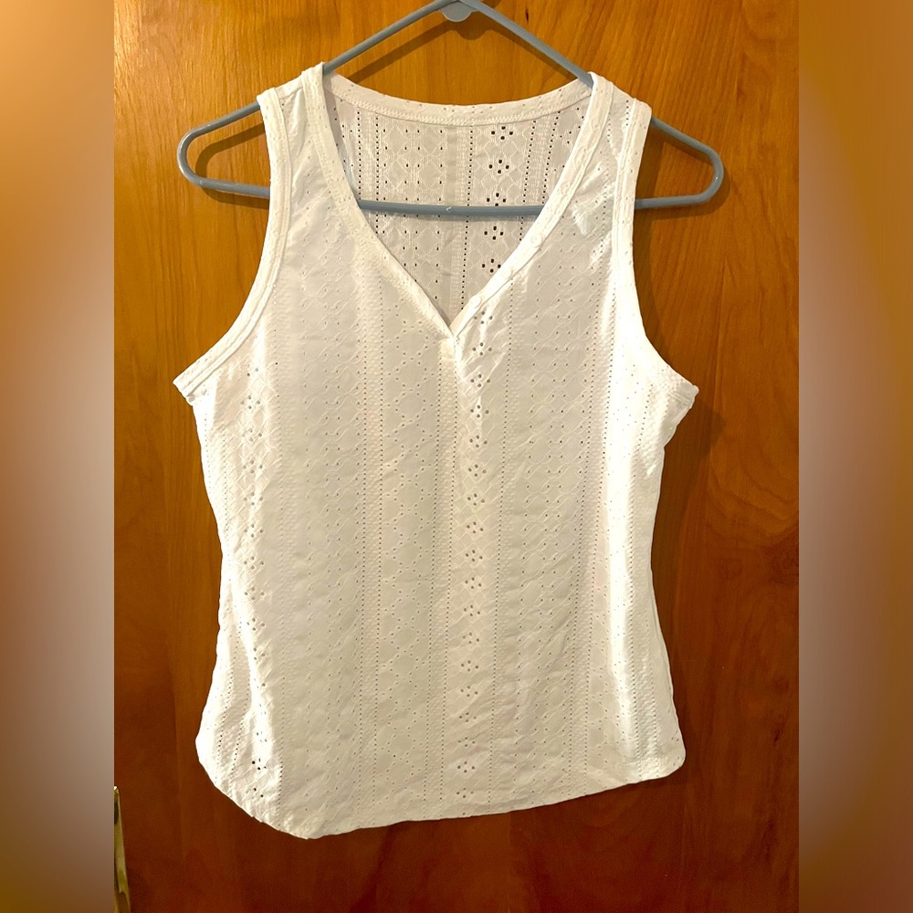 Sleeveless eyelet tank top